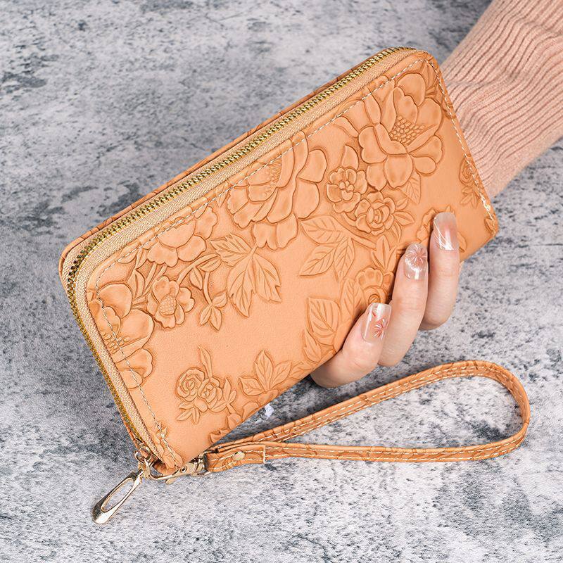 Portefeuille à main zippé à motif floral — 7 coloris