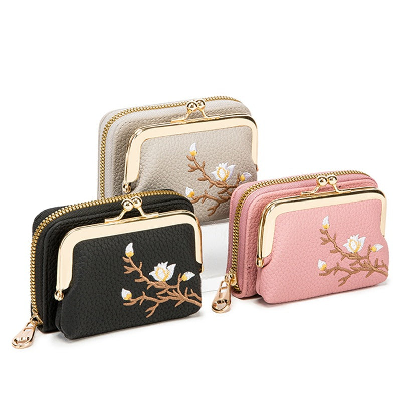 Floral Faux Leather Foldable Card Holder — 3 Colors