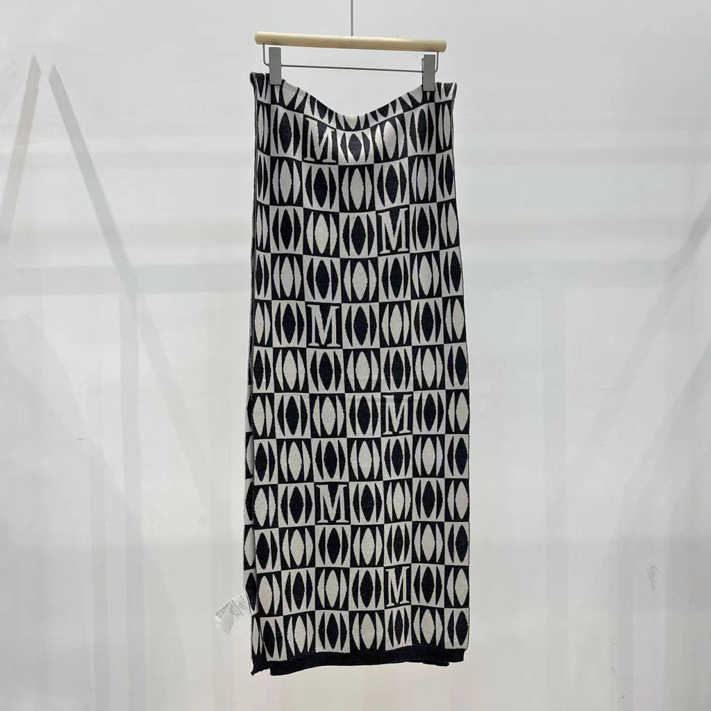 Écharpe Jacquard Géométrique — Cachemire & Laine, Double Face