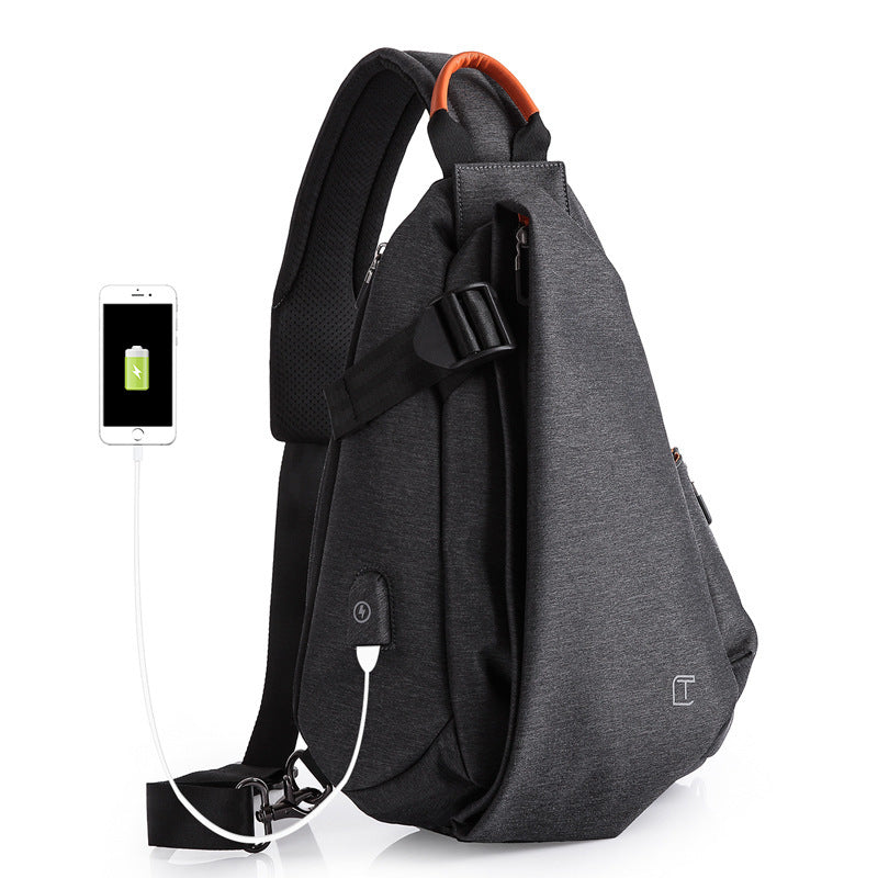 Korean Style Men's Messenger Bag — Waterproof Oxford, Shoulder Strap | 2 Colors
