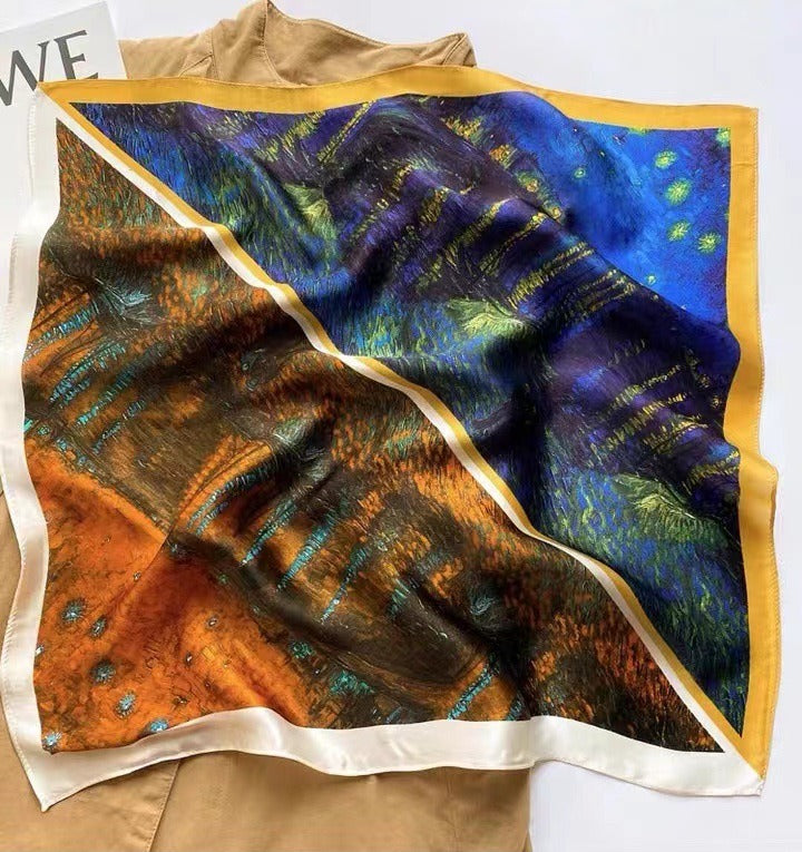 Foulard Carré en Soie Naturelle — Multifonction, Bandeau & Foulard, 53x53cm | 4 Coloris