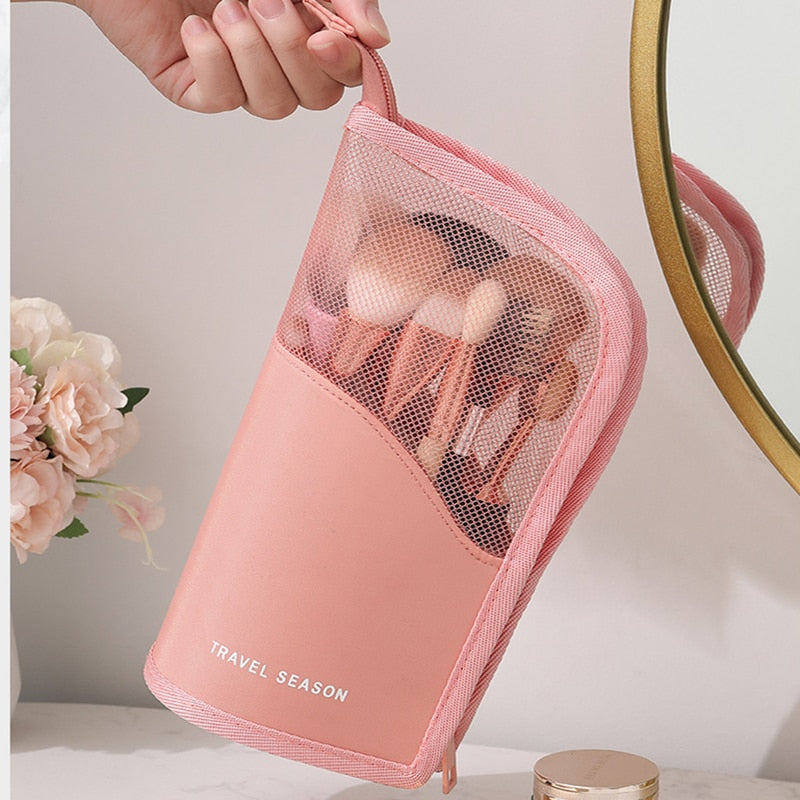 Trousse de Maquillage Debout Transparente — Porte-Pinceaux & Organisateur Voyage | 2 Coloris