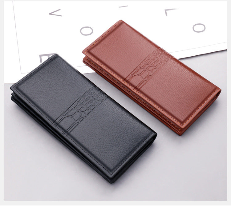 Portefeuille long homme à rabat et fermeture magnétique — 2 Coloris