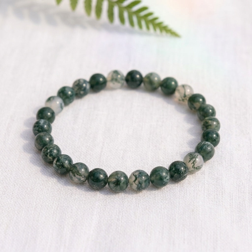 Bracelet en Agate Mousse — Pierre Naturelle, Équilibre, Joie de Vivre