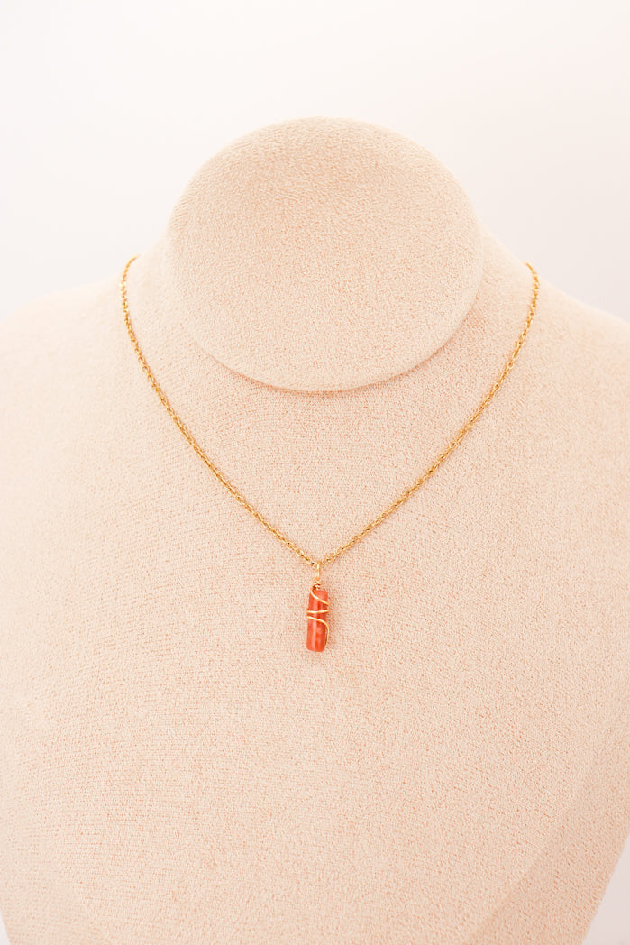 Pendentif Jade Mini Piliers — « Fleur de Prunier », Pierre Naturelle, 3 Coloris