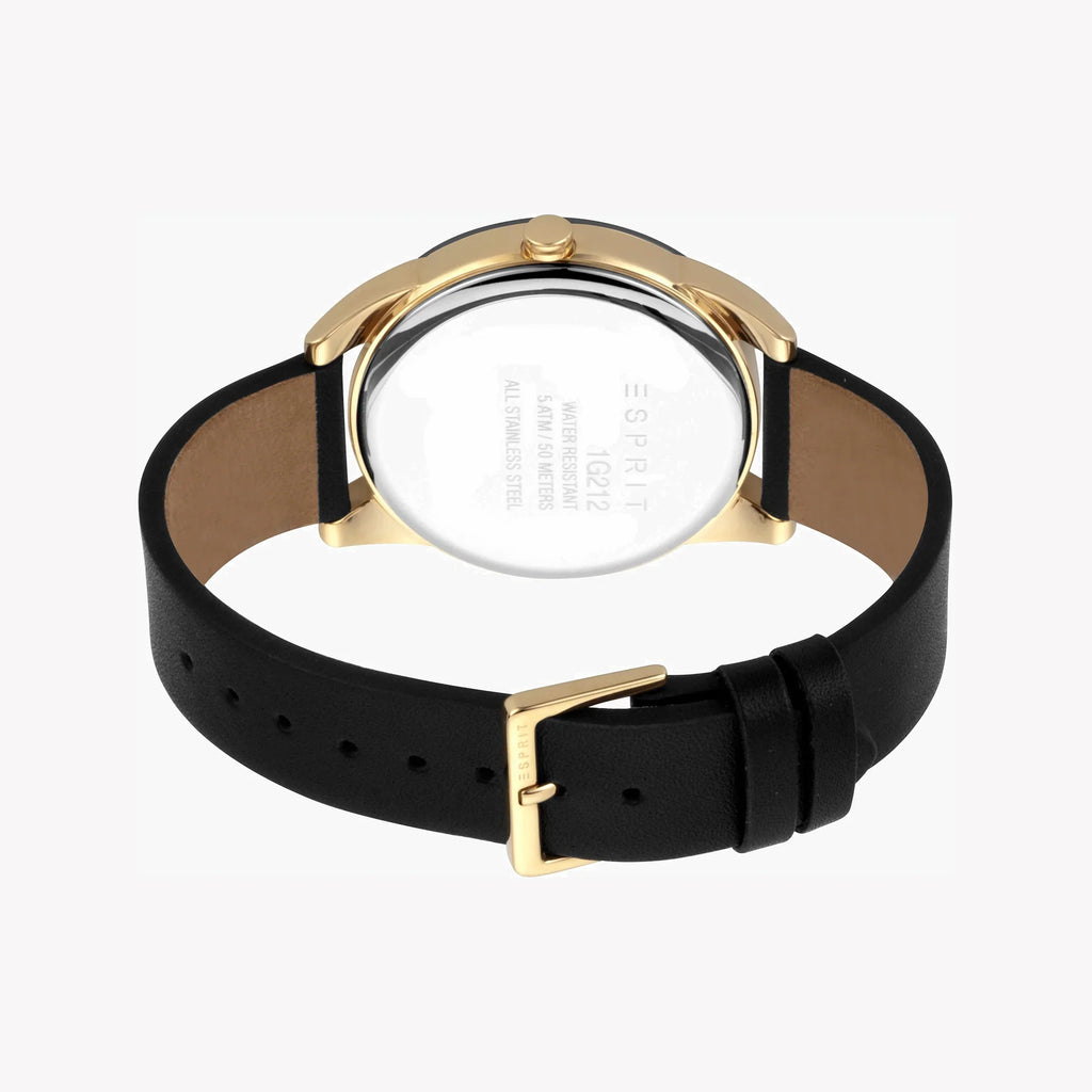 Esprit Men's Stainless Steel Watch, Black Leather Band | Es1g097m0035-2