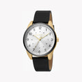 Esprit Men's Stainless Steel Watch, Black Leather Band | Es1g097m0035-0