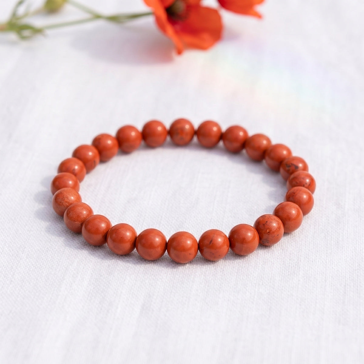Bracelet en Jaspe Rouge — Pierre Naturelle, Énergie, Courage, Motivation
