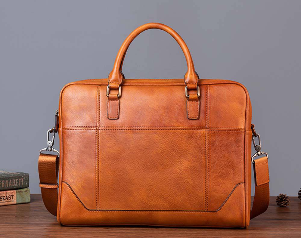 Vintage Genuine Leather Men's Briefcase — Black / Brown