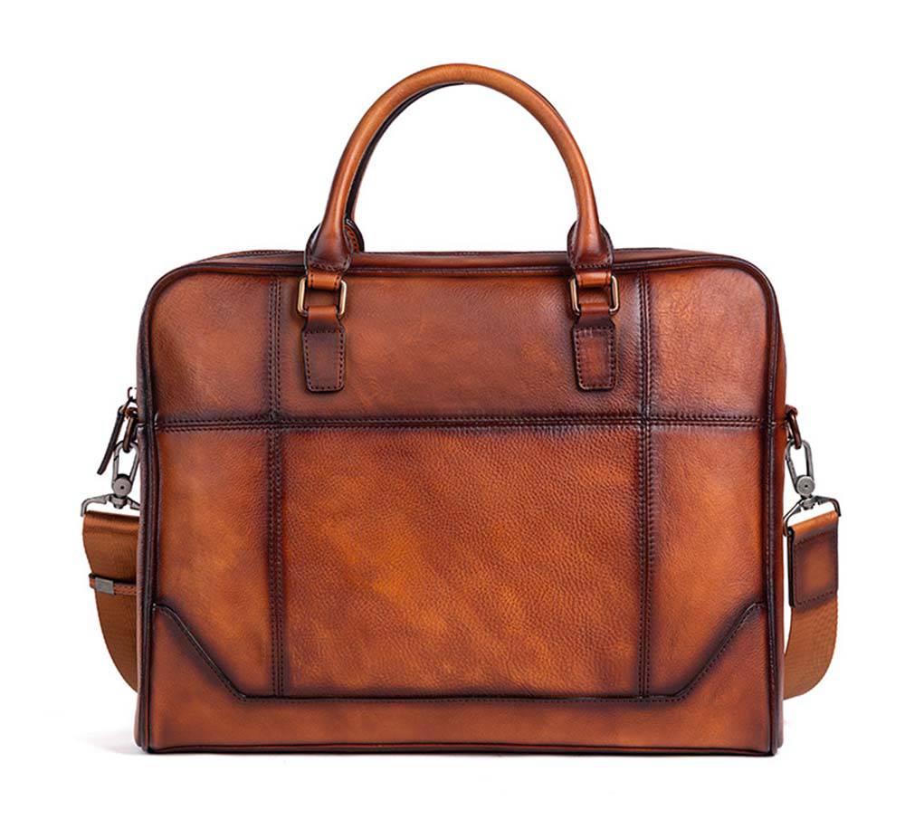 Vintage Genuine Leather Men's Briefcase — Black / Brown