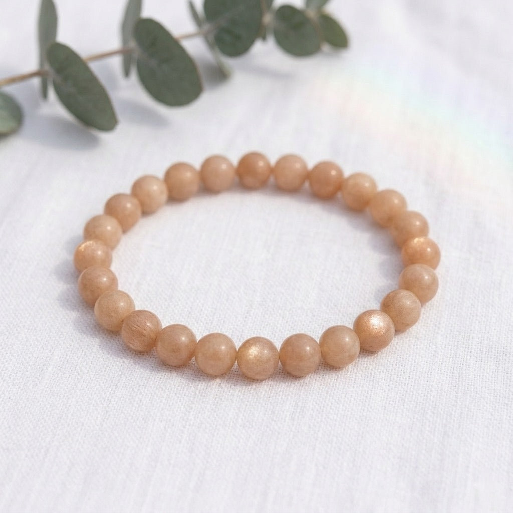 Bracelet en Pierre de Soleil — Pierre Naturelle, Optimisme, Joie, Épanouissement