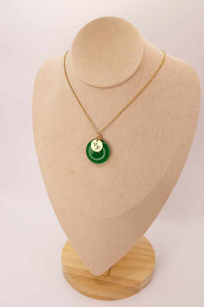 PERSONNALISÉ | Pendentif Donut en Jade + Charm Astro-14