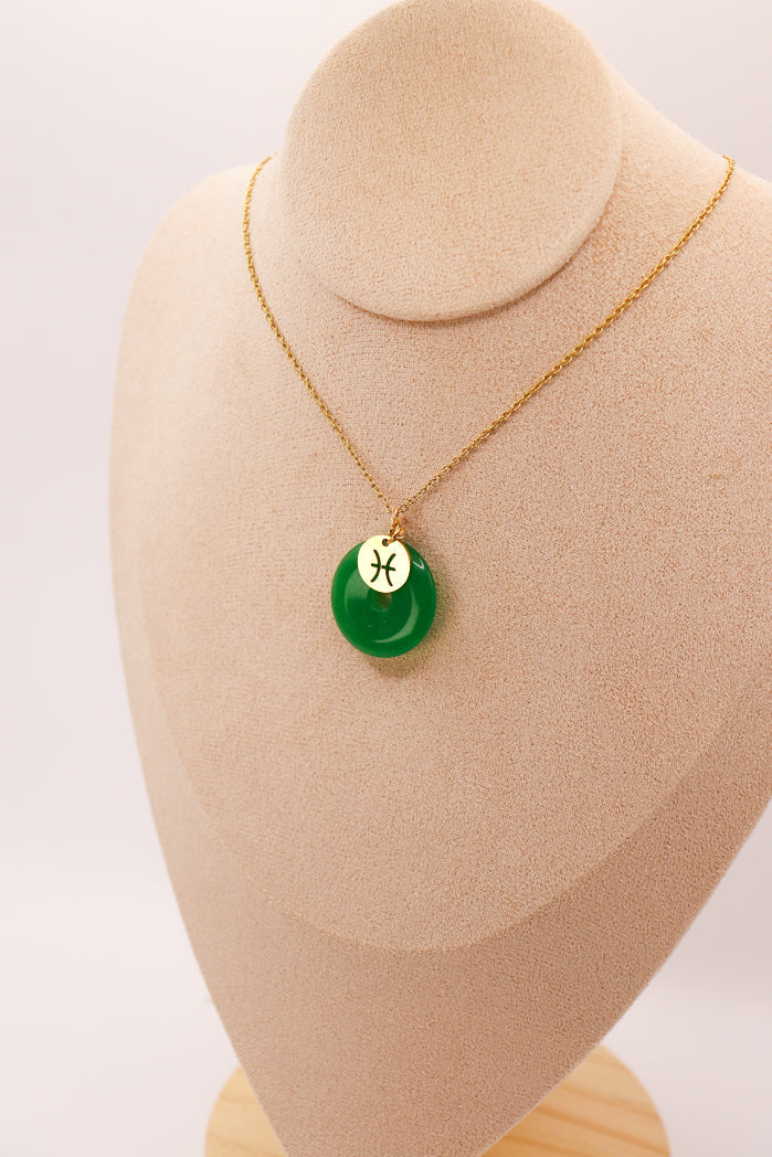 PERSONNALISÉ | Pendentif Donut en Jade + Charm Astro-4